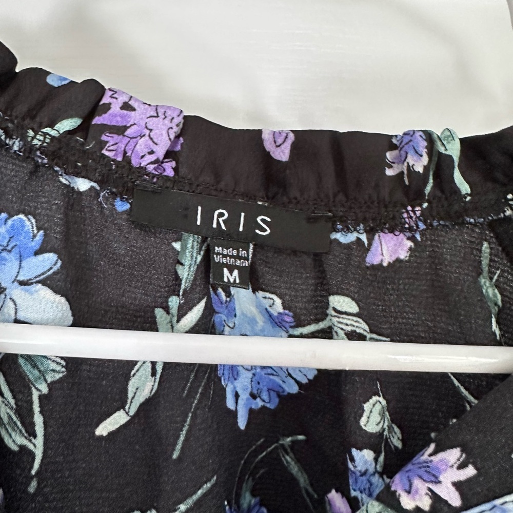 Iris Black and Blue Floral Blouse - Picture 3 of 3